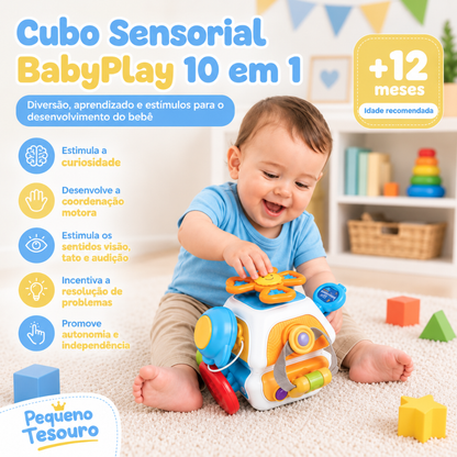 Cubo Sensorial Interativo 10 em 1 para Bebês - Pequeno Tesouro