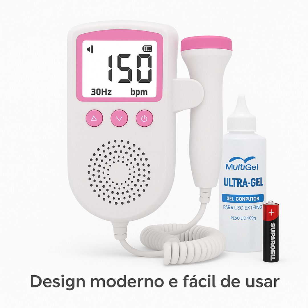 Monitor Fetal Doppler Portátil com Gel + Pilhas Grátis - Pequeno Tesouro