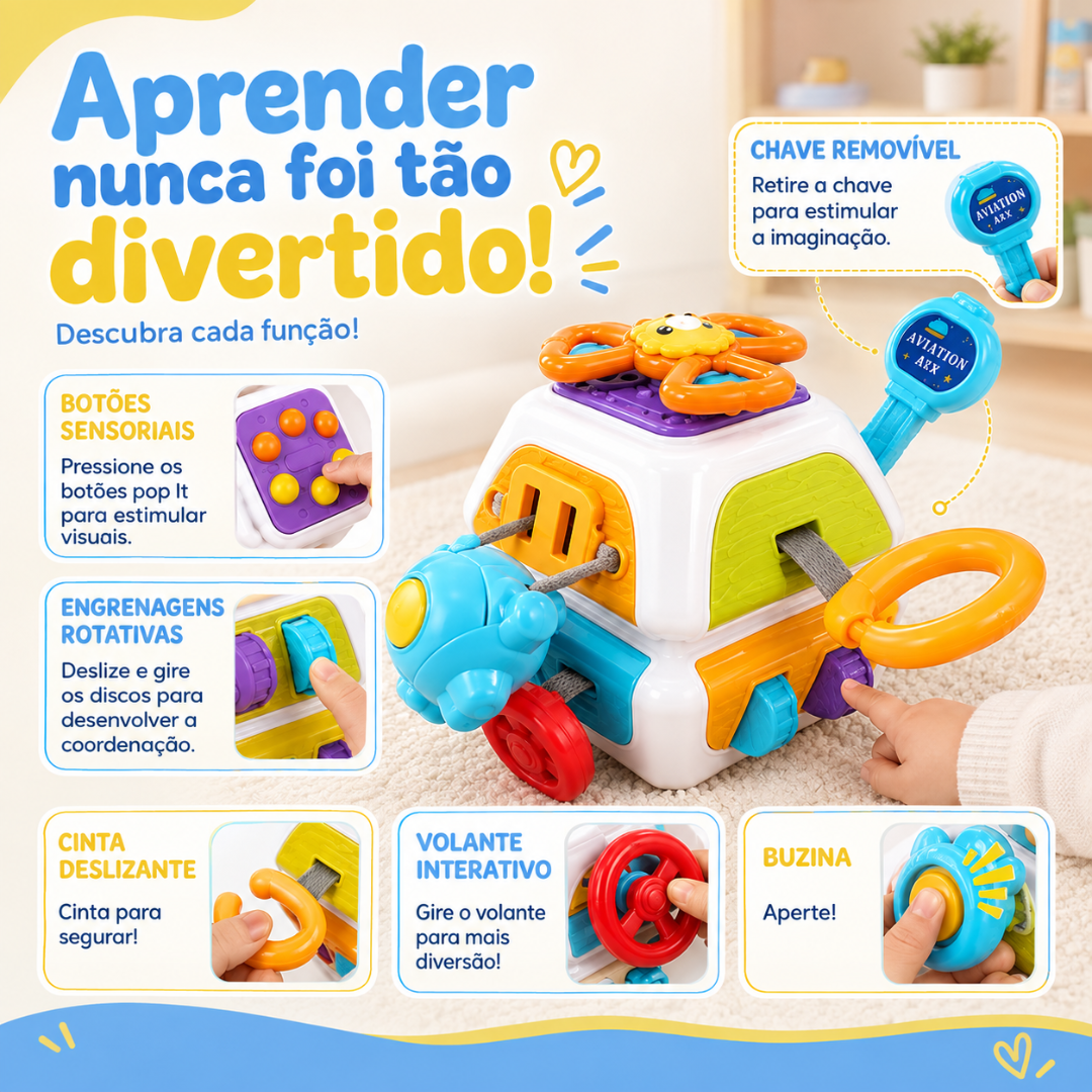Cubo Sensorial Interativo 10 em 1 para Bebês - Pequeno Tesouro