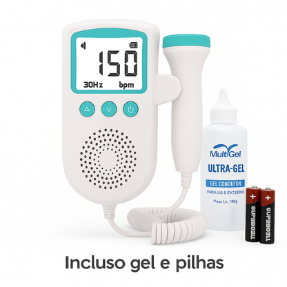 Monitor Fetal Doppler Portátil com Gel + Pilhas Grátis - Pequeno Tesouro