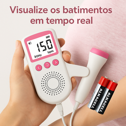 Monitor Fetal Doppler Portátil com Gel + Pilhas Grátis - Pequeno Tesouro