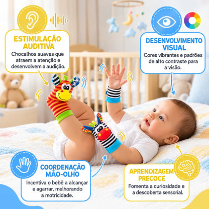 Kit Sensorial Baby Pequeno Tesouro – 2 Meias + 2 Pulseiras para Bebê