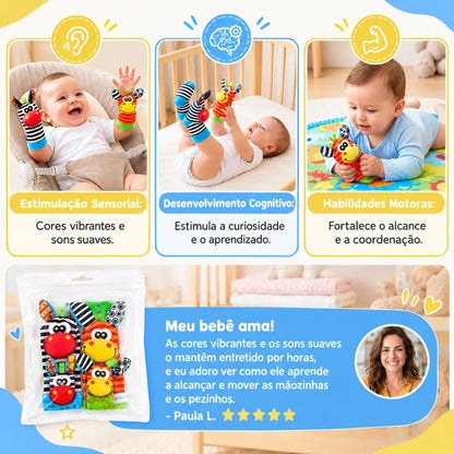 Kit Sensorial Baby Pequeno Tesouro – 2 Meias + 2 Pulseiras para Bebê