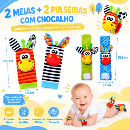Kit Sensorial Baby Pequeno Tesouro – 2 Meias + 2 Pulseiras para Bebê