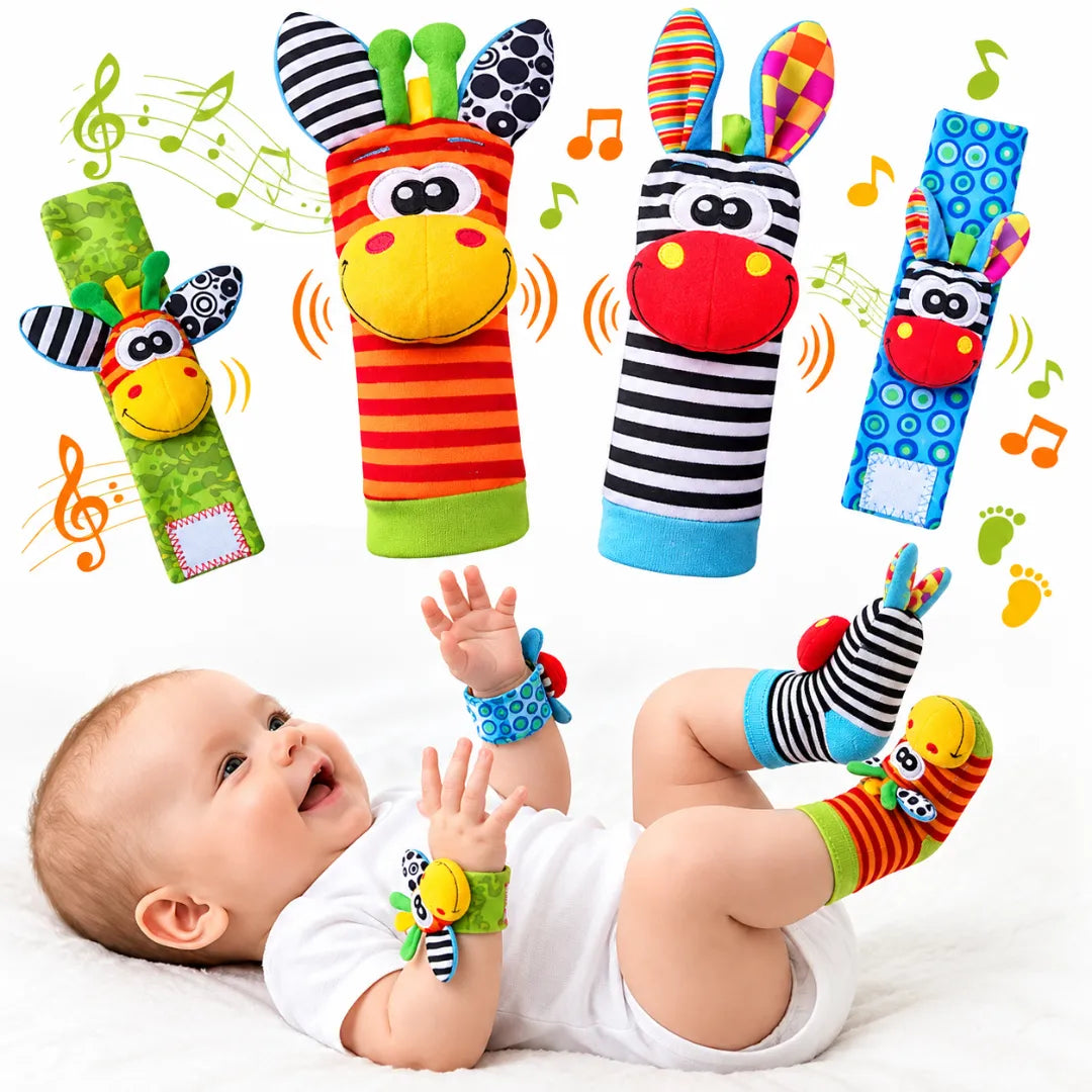 Kit Sensorial Baby Pequeno Tesouro – 2 Meias + 2 Pulseiras para Bebê