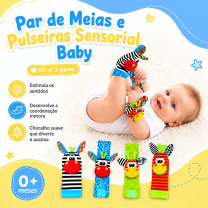 Kit Sensorial Baby Pequeno Tesouro – 2 Meias + 2 Pulseiras para Bebê