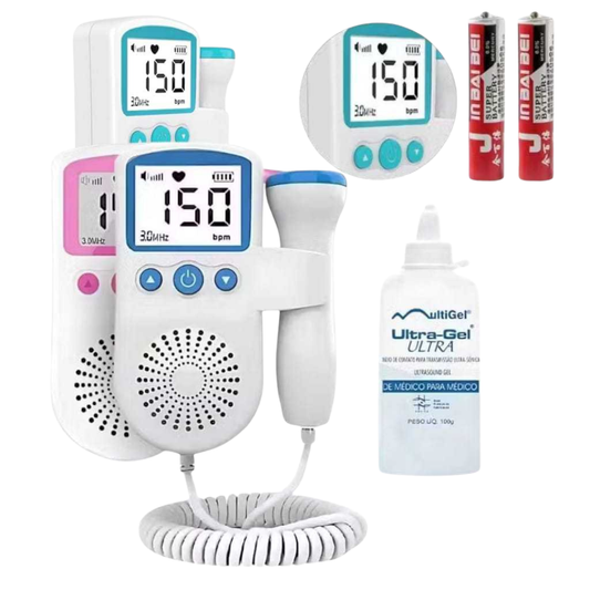 Monitor Fetal Doppler Portátil com Gel + Pilhas Grátis - Pequeno Tesouro