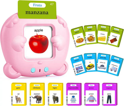 Spanish & English Bilingual Flash Card Reader Insert Type Word Learning Machine Children Early Educational Tool Birthday Gift