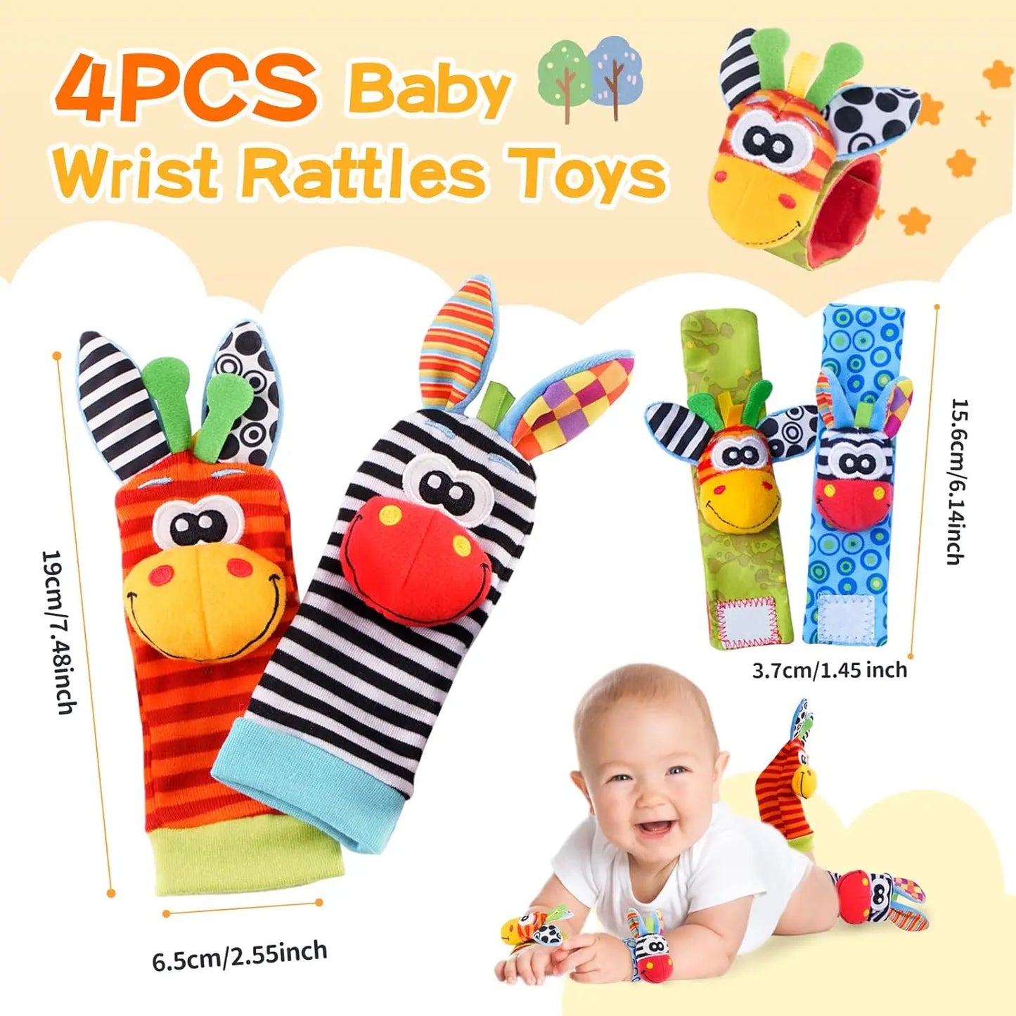 Kit Sensorial Baby Pequeno Tesouro – 2 Meias + 2 Pulseiras para Bebê