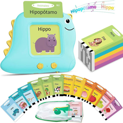 Spanish & English Bilingual Flash Card Reader Insert Type Word Learning Machine Children Early Educational Tool Birthday Gift