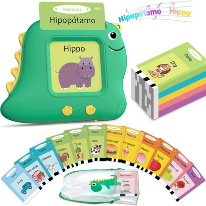 Spanish & English Bilingual Flash Card Reader Insert Type Word Learning Machine Children Early Educational Tool Birthday Gift