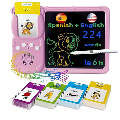 Spanish & English Bilingual Flash Card Reader Insert Type Word Learning Machine Children Early Educational Tool Birthday Gift