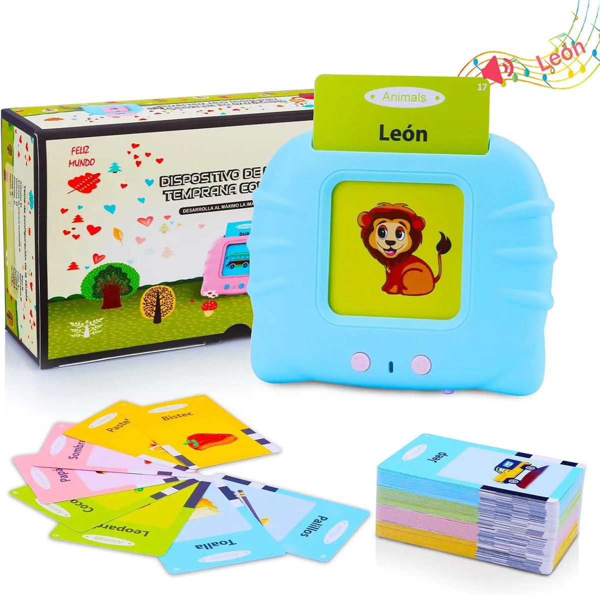 Spanish & English Bilingual Flash Card Reader Insert Type Word Learning Machine Children Early Educational Tool Birthday Gift
