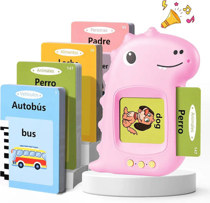 Spanish & English Bilingual Flash Card Reader Insert Type Word Learning Machine Children Early Educational Tool Birthday Gift