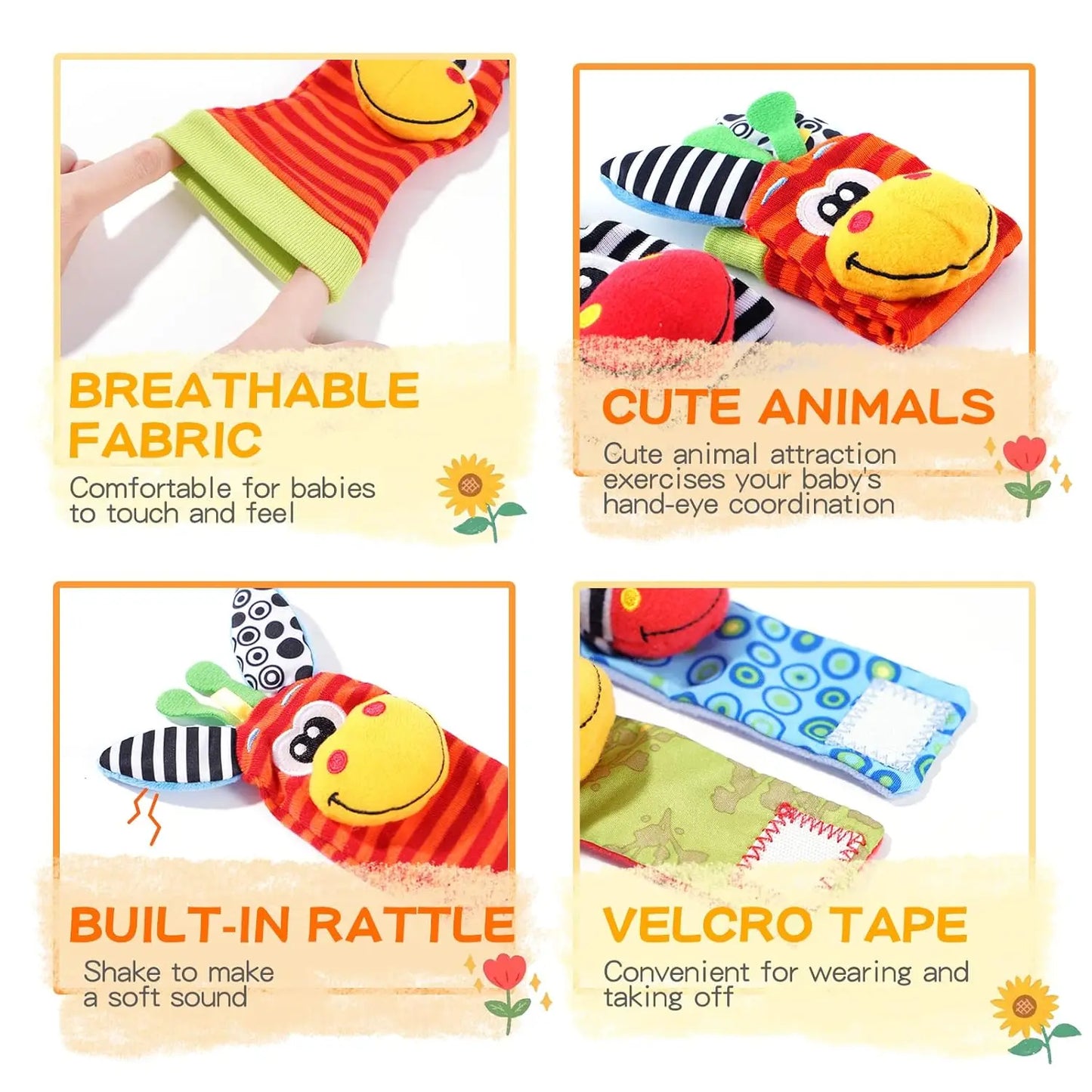 Kit Sensorial Baby Pequeno Tesouro – 2 Meias + 2 Pulseiras para Bebê