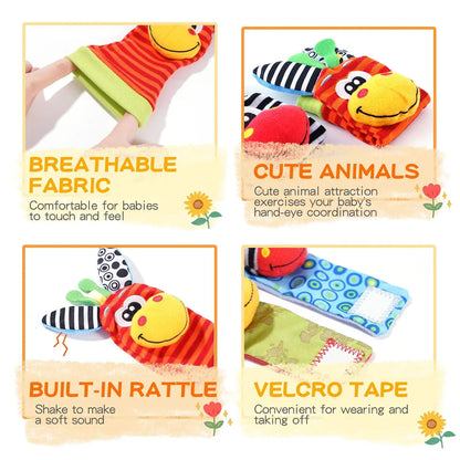 Kit Sensorial Baby Pequeno Tesouro – 2 Meias + 2 Pulseiras para Bebê